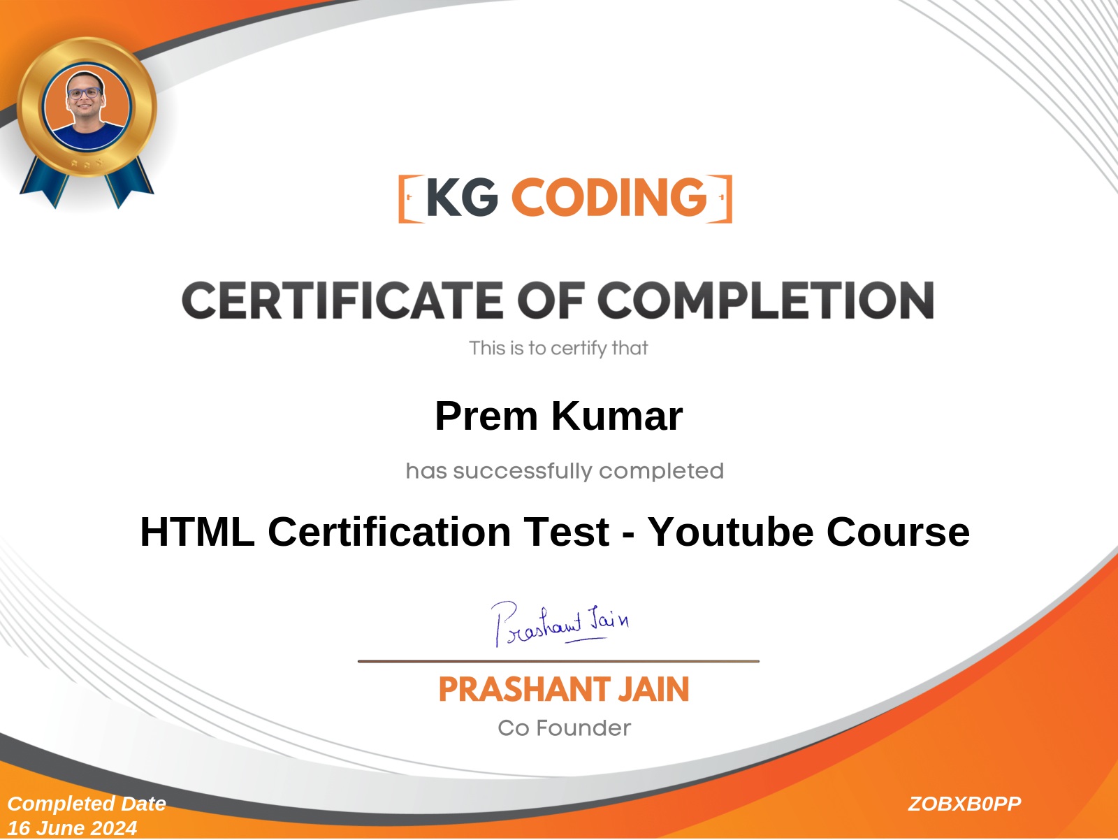 html certificate