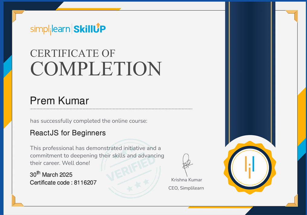 react.js certificate