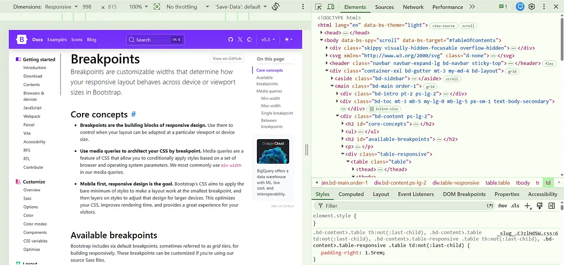 browser dev tool