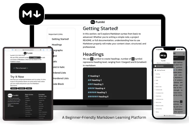 Fumiki website to learn markdown syntax