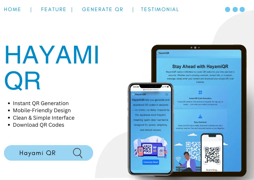 Hayami QR a QR Code generator website